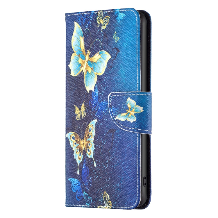 For Samsung Galaxy S25+ 5G Colored Drawing Pattern Leather Phone Case(Gold Butterfly) - Galaxy S25+ 5G Tempered Glass by buy2fix | Online Shopping UK | buy2fix