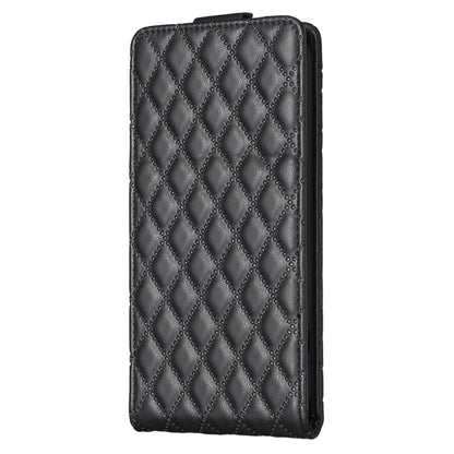 For Samsung Galaxy S25 5G Diamond Lattice Vertical Flip Leather Phone Case(Black) - Galaxy S25 5G Cases by buy2fix | Online Shopping UK | buy2fix