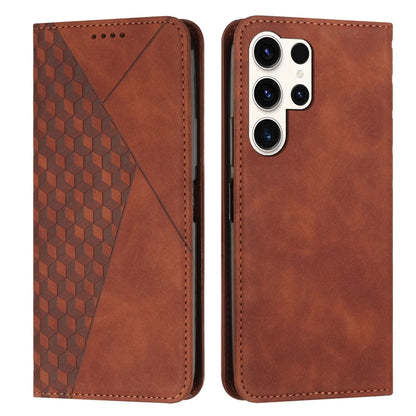 For Samsung Galaxy S25 Ultra 5G Diamond Splicing Skin Feel Magnetic Leather Phone Case(Brown) - Galaxy S25 Ultra 5G Cases by buy2fix | Online Shopping UK | buy2fix