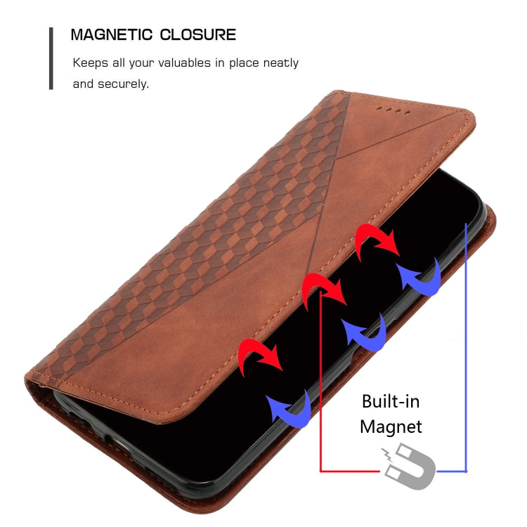 For Samsung Galaxy S25 Ultra 5G Diamond Splicing Skin Feel Magnetic Leather Phone Case(Brown) - Galaxy S25 Ultra 5G Cases by buy2fix | Online Shopping UK | buy2fix