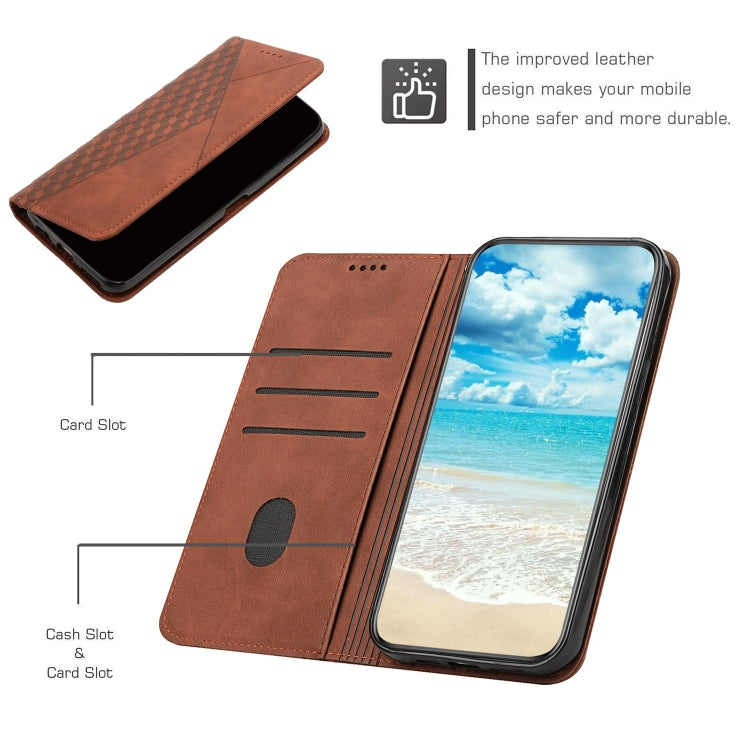 For Samsung Galaxy S25 Ultra 5G Diamond Splicing Skin Feel Magnetic Leather Phone Case(Brown) - Galaxy S25 Ultra 5G Cases by buy2fix | Online Shopping UK | buy2fix