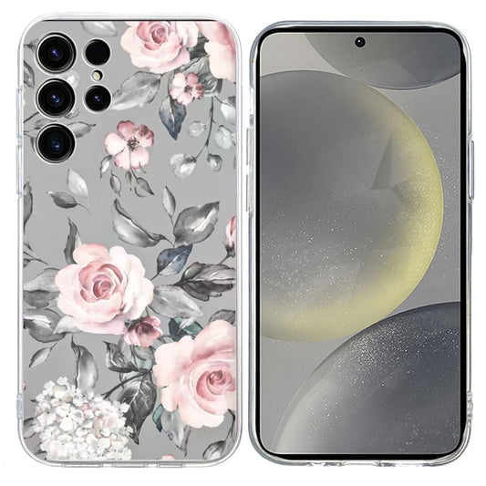 For Samsung Galaxy S25 Ultra 5G Colorful Painting Pattern TPU Phone Case(Flowers On Grey) - Galaxy S25 Ultra 5G Cases by buy2fix | Online Shopping UK | buy2fix