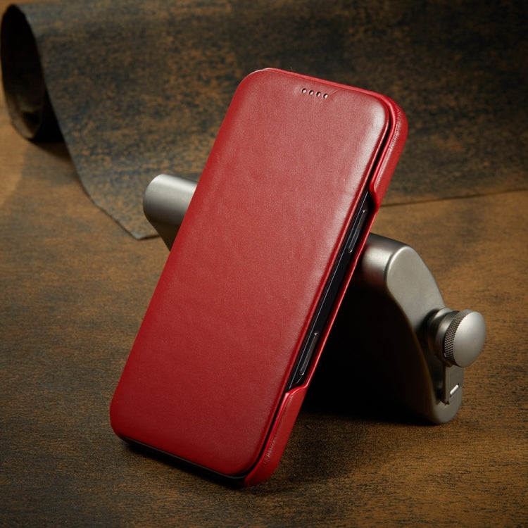 For iPhone 16 Fierre Shann Top Layer Cowhide Business Magnetic Leather Phone Case(Red) - iPhone 16 Cases by FIERRE SHANN | Online Shopping UK | buy2fix