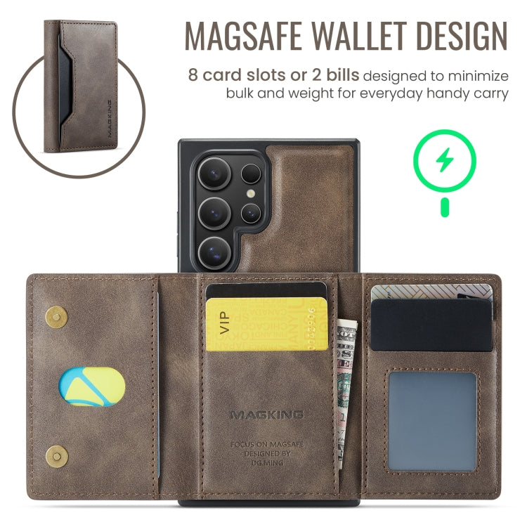 For Samsung Galaxy S23 Ultra 5G DG.MING MAGKING-K2 Series MagSafe RFID Card Bag Detachable Phone Case(Coffee) - Galaxy S23 Ultra 5G Cases by DG.MING | Online Shopping UK | buy2fix