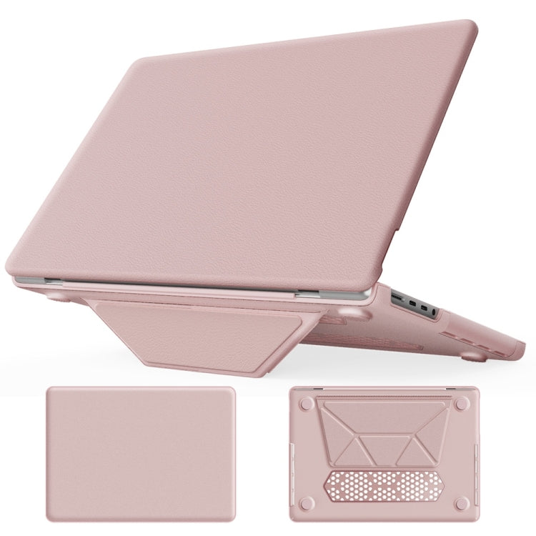 For MacBook Pro 14 inch A2918 / A2992 Business Magnetic Holder PC + PU Laptop Protective Case(Pink) - MacBook Pro Cases by buy2fix | Online Shopping UK | buy2fix