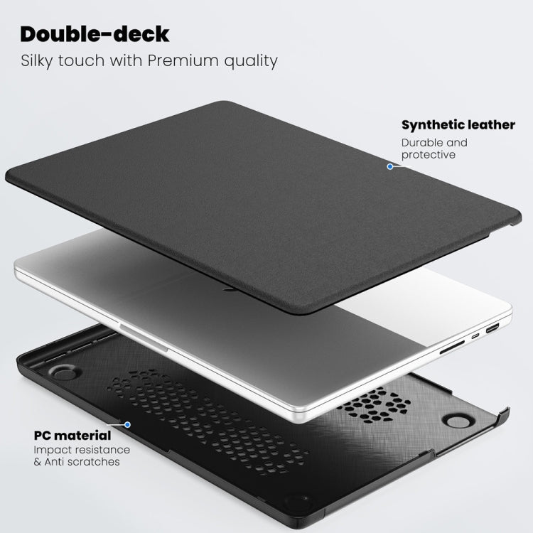 For MacBook Pro 14 inch A2918 / A2992 Business Magnetic Holder PC + PU Laptop Protective Case(Black) - MacBook Pro Cases by buy2fix | Online Shopping UK | buy2fix