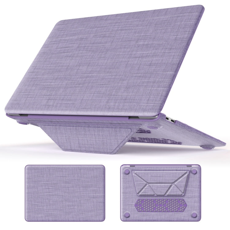 For MacBook Air 13.3 inch A2337 Fabric Magnetic Holder Laptop Protective Case(Purple) - MacBook Air Cases by buy2fix | Online Shopping UK | buy2fix