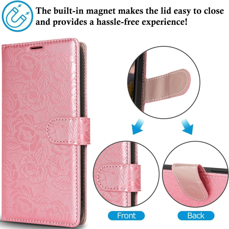 For Samsung Galaxy S25 Ultra 5G Peony Flowers Imprint Leather Phone Case(Pink) - Galaxy S25 Ultra 5G Cases by buy2fix | Online Shopping UK | buy2fix