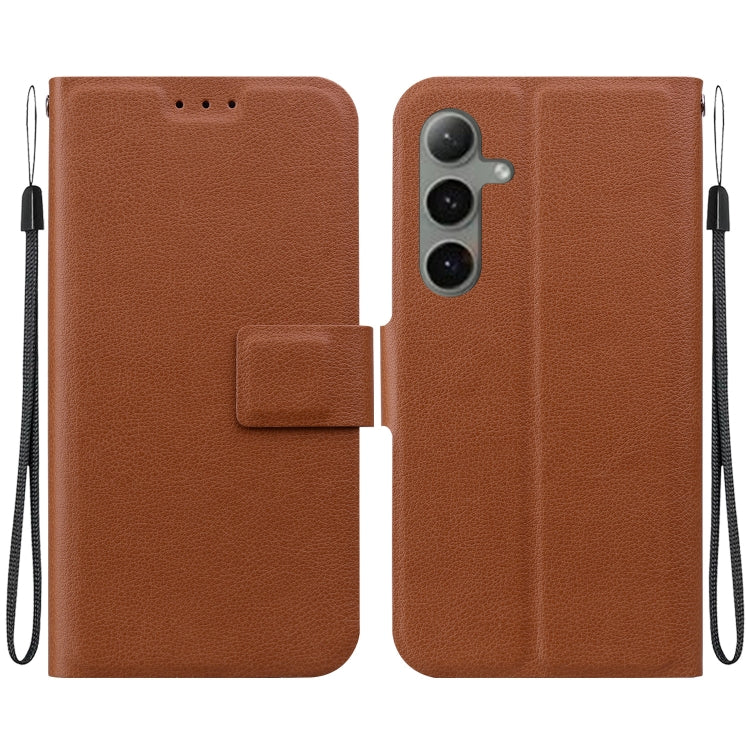 For Samsung Galaxy S25+ 5G Ultra-thin Voltage Magnetic Buckle Leather Phone Case(Brown) - Galaxy S25+ 5G Cases by buy2fix | Online Shopping UK | buy2fix