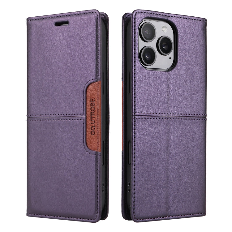 For iPhone 16 Pro GQUTROBE G01 RFID Anti-theft Leather Phone Case(Purple) - iPhone 16 Pro Cases by GQUTROBE | Online Shopping UK | buy2fix