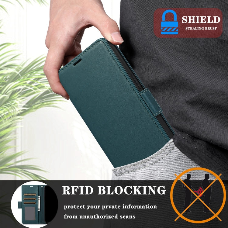 For Samsung Galaxy S25 / S24 5G Side Buckle RFID Anti-theft Leather Phone Case(Green) - Galaxy S25 5G Cases by buy2fix | Online Shopping UK | buy2fix