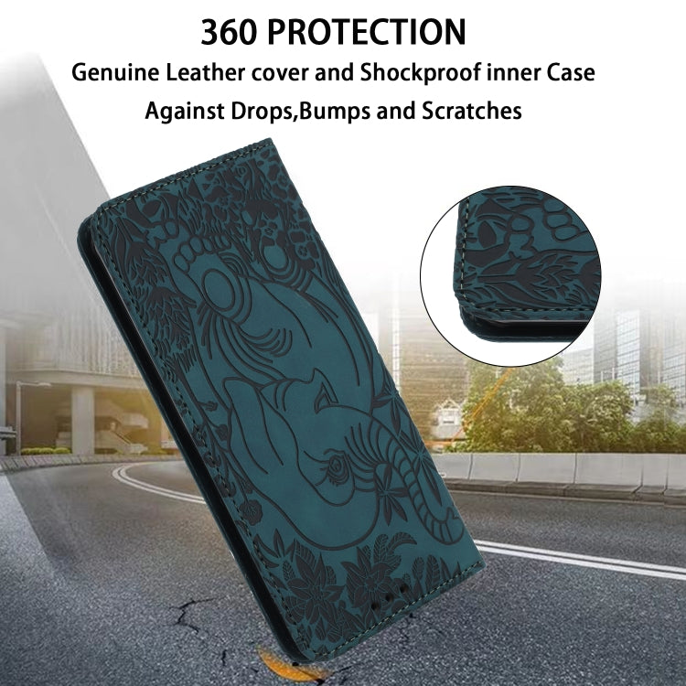 For Samsung Galaxy S25+ 5G Retro Elephant Embossed Leather Phone Case(Green) - Galaxy S25+ 5G Cases by buy2fix | Online Shopping UK | buy2fix