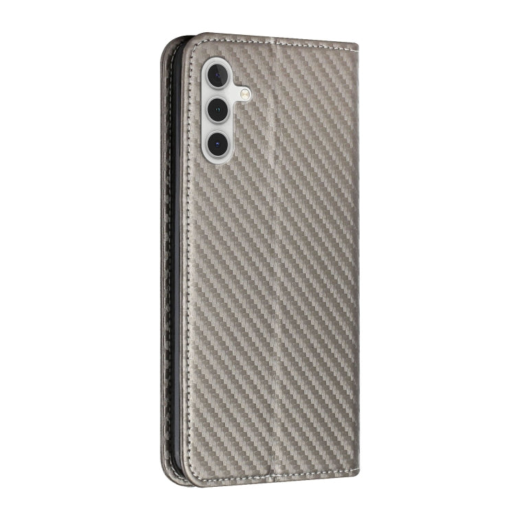 For Samsung Galaxy S25+ 5G Carbon Fiber Texture Magnetic Flip Leather Phone Case(Grey) - Galaxy S25+ 5G Cases by buy2fix | Online Shopping UK | buy2fix