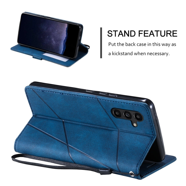 For Samsung Galaxy S25+ 5G Skin Feel Splicing Leather Phone Case(Blue) - Galaxy S25+ 5G Cases by buy2fix | Online Shopping UK | buy2fix