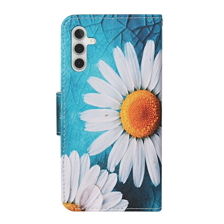 For Samsung Galaxy S25 5G Colored Drawing Pattern Leather Phone Case(Chrysanthemum) - Galaxy S25 5G Cases by buy2fix | Online Shopping UK | buy2fix