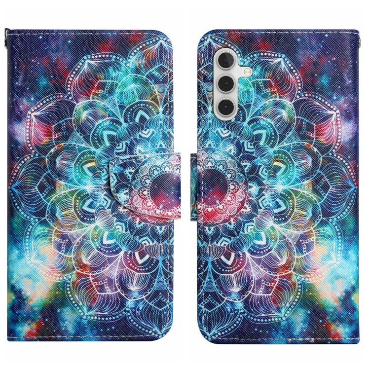 For Samsung Galaxy S25 5G Colored Drawing Pattern Leather Phone Case(Star Mandala) - Galaxy S25 5G Cases by buy2fix | Online Shopping UK | buy2fix