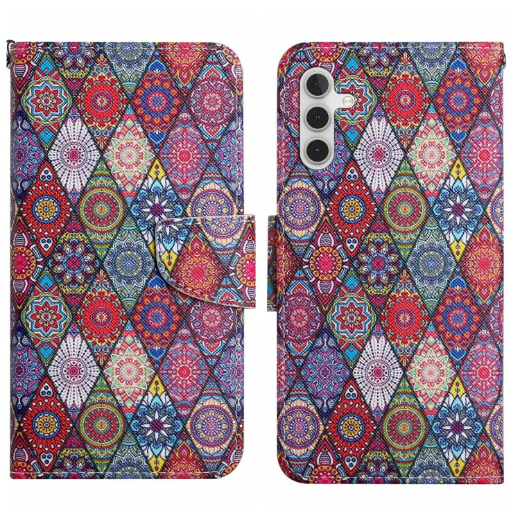 For Samsung Galaxy S25 5G Colored Drawing Pattern Leather Phone Case(Diamond Kaleidoscope) - Galaxy S25 5G Cases by buy2fix | Online Shopping UK | buy2fix