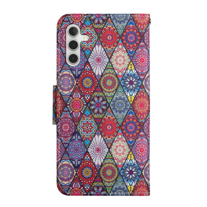 For Samsung Galaxy S25 5G Colored Drawing Pattern Leather Phone Case(Diamond Kaleidoscope) - Galaxy S25 5G Cases by buy2fix | Online Shopping UK | buy2fix