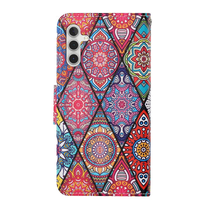 For Samsung Galaxy S25 5G Colored Drawing Pattern Leather Phone Case(Diamond Totem) - Galaxy S25 5G Cases by buy2fix | Online Shopping UK | buy2fix