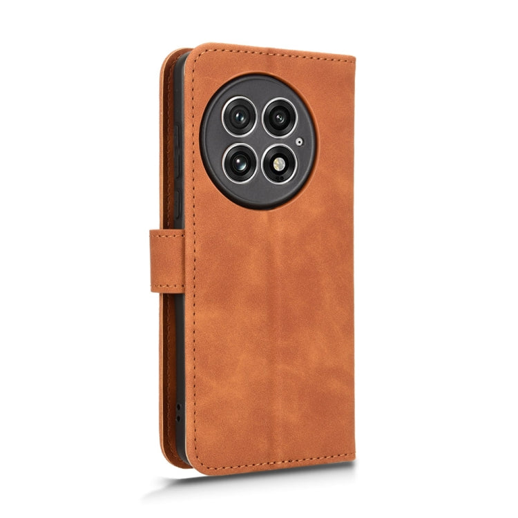 For OnePlus 13 Skin Feel Magnetic Flip Leather Phone Case(Brown) - OnePlus Cases by buy2fix | Online Shopping UK | buy2fix