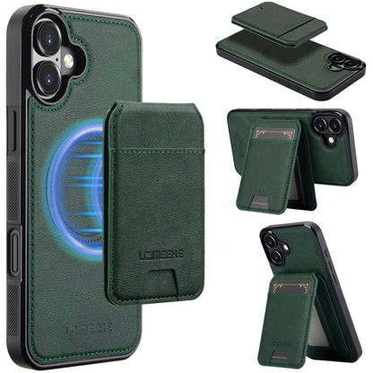 For iPhone 16 Plus LC.IMEEKE L3 Series Detachable RFID Card Bag Magsafe Phone Case(Green) - iPhone 16 Plus Cases by LC.IMEEKE | Online Shopping UK | buy2fix