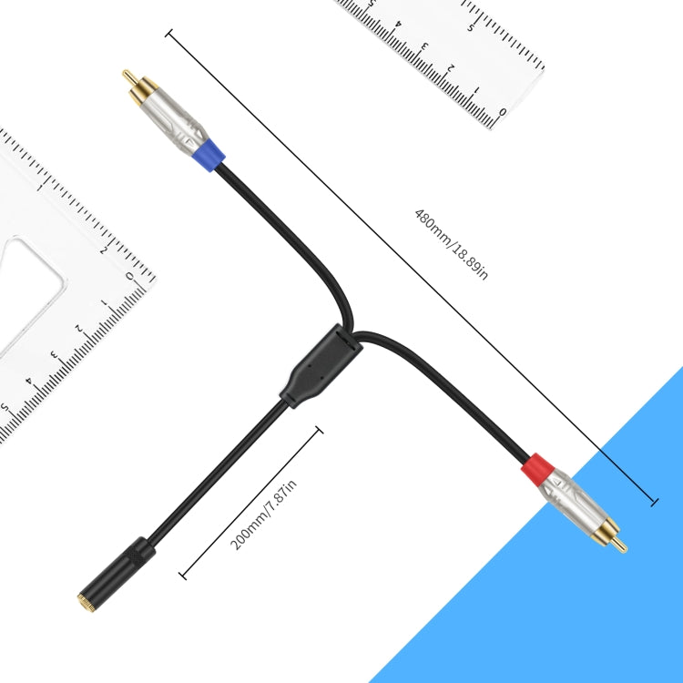 3.5mm 1/8 TRS Stereo Female to Dual RCA Male Y-type Audio Cable, Length:50cm - Microphone Audio Cable & Connector by buy2fix | Online Shopping UK | buy2fix