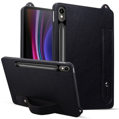 For Samsung Galaxy Tab S10 / S9 / S8 / S7 TPU Leather Back Tablet Case with Wristband(Black) - Tab S10 Cases by buy2fix | Online Shopping UK | buy2fix