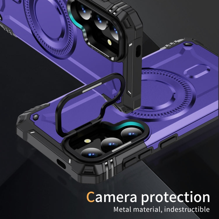 For Samsung Galaxy S25 5G Lens Holder MagSafe Phone Case(Purple) - Galaxy S25 5G Cases by buy2fix | Online Shopping UK | buy2fix