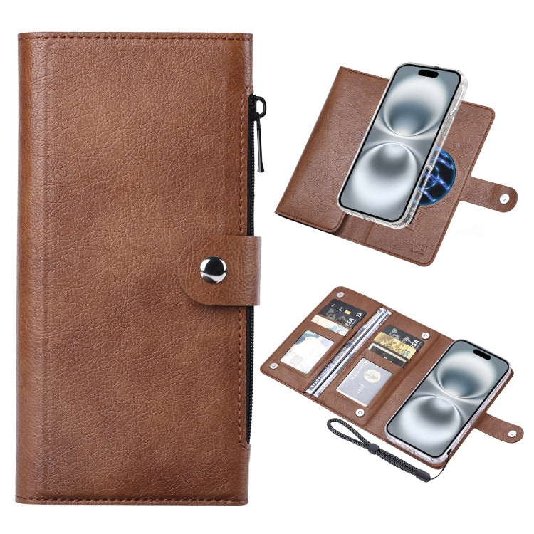 For iPhone 16 Plus ViLi GVS-C Series MagSafe Magnetic RFID Leather Flip Phone Case(Brown) - iPhone 16 Plus Cases by ViLi | Online Shopping UK | buy2fix