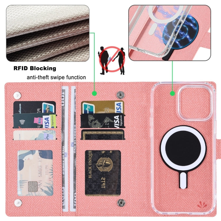 For iPhone 16 Plus ViLi GBS-C Series MagSafe Magnetic RFID Leather Flip Phone Case(Pink) - iPhone 16 Plus Cases by ViLi | Online Shopping UK | buy2fix