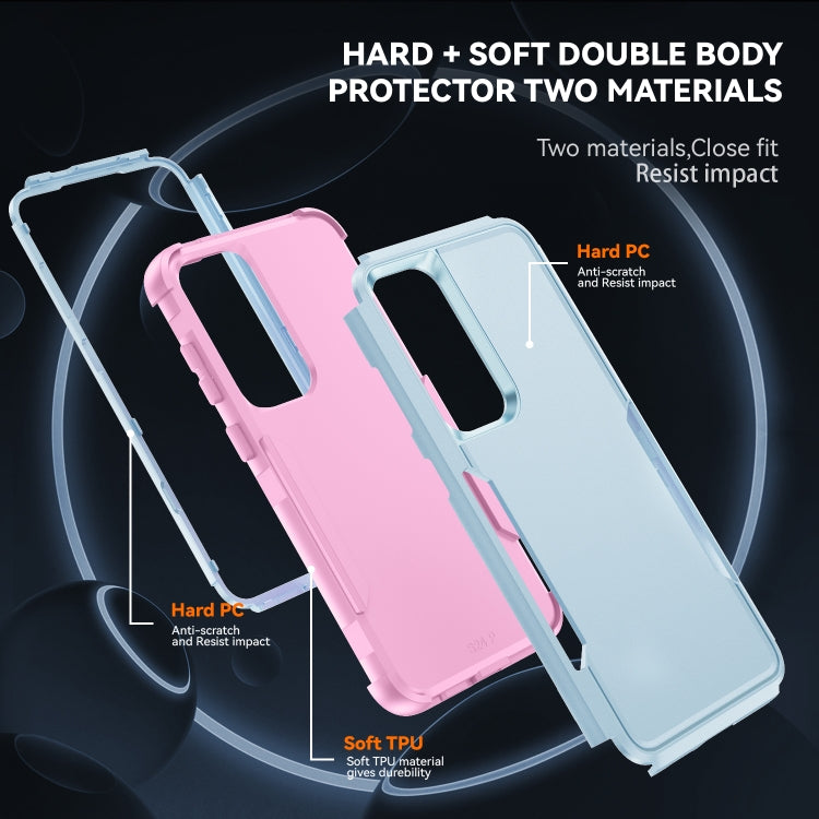 For Samsung Galaxy S25 5G TPU + PC Shockproof Protective Phone Case(Grey Green + Pink) - Galaxy S25 5G Cases by buy2fix | Online Shopping UK | buy2fix