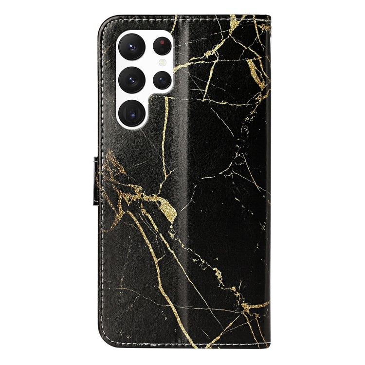 For Samsung Galaxy S25 Ultra 5G Colored Drawing Marble Pattern Leather Phone Case(Black Gold Marble) - Galaxy S25 Ultra 5G Cases by buy2fix | Online Shopping UK | buy2fix