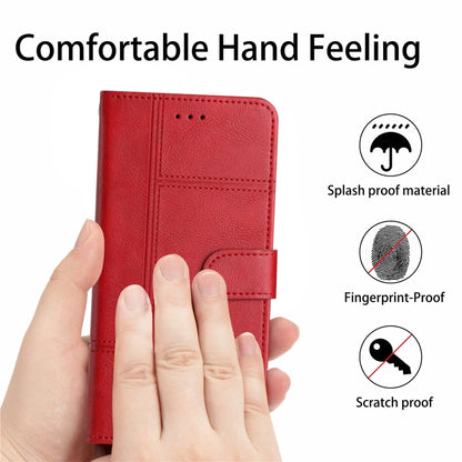 For Samsung Galaxy S25+ 5G Cowhide Texture Stitching Leather Phone Case(Red) - Galaxy S25+ 5G Cases by buy2fix | Online Shopping UK | buy2fix