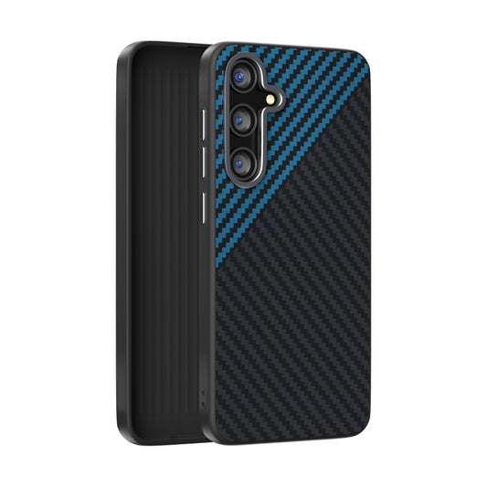 For Samsung Galaxy S25 5G / S24 5G ABEEL C Carbon Fiber Series 6D Micro Relief MagSafe Phone Case(Black Blue) - Galaxy S25 5G Cases by buy2fix | Online Shopping UK | buy2fix