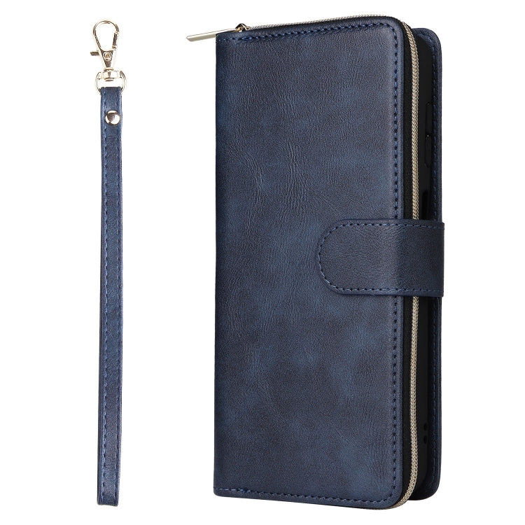 For Samsung Galaxy S25+ 5G 9-Card Slots Zipper Wallet Bag Leather Phone Case(Blue) - Galaxy S25+ 5G Cases by buy2fix | Online Shopping UK | buy2fix