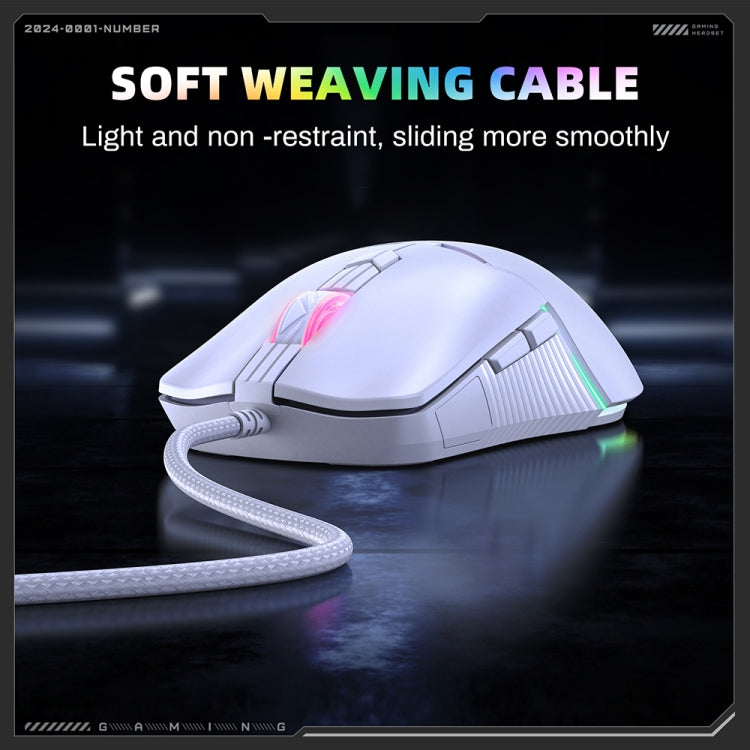 ONIKUMA CW929 RGB 6400DPI Wired Mouse(White) - Wired Mice by ONIKUMA | Online Shopping UK | buy2fix