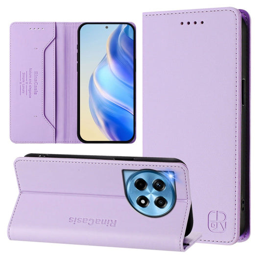 For OnePlus 12 Global RC01 Dual-Folded Magnetic Suction RFID Leather Phone Case(Light Purple) - OnePlus Cases by buy2fix | Online Shopping UK | buy2fix