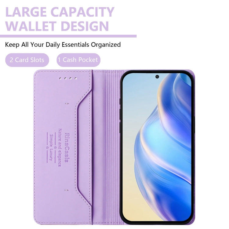 For OnePlus 13 RC01 Dual-Folded Magnetic Suction RFID Leather Phone Case(Light Purple) - OnePlus Cases by buy2fix | Online Shopping UK | buy2fix