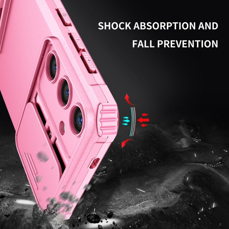 For Samsung Galaxy S25+ 5G Stereoscopic Holder Sliding Camshield Phone Case(Pink) - Galaxy S25+ 5G Cases by buy2fix | Online Shopping UK | buy2fix