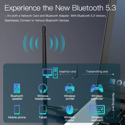 EDUP EP-AX900 900Mbps WiFi 6 Bluetooth 5.3 Dual-Band USB Wireless WiFi Adapter(Black) - USB Network Adapter by EDUP | Online Shopping UK | buy2fix