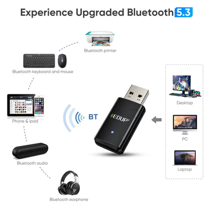 EDUP EP-AX910 900Mbps WiFi 6 Bluetooth 5.3 USB WiFi Adapter Dual-Band Wireless Network Card(Black) - USB Network Adapter by EDUP | Online Shopping UK | buy2fix