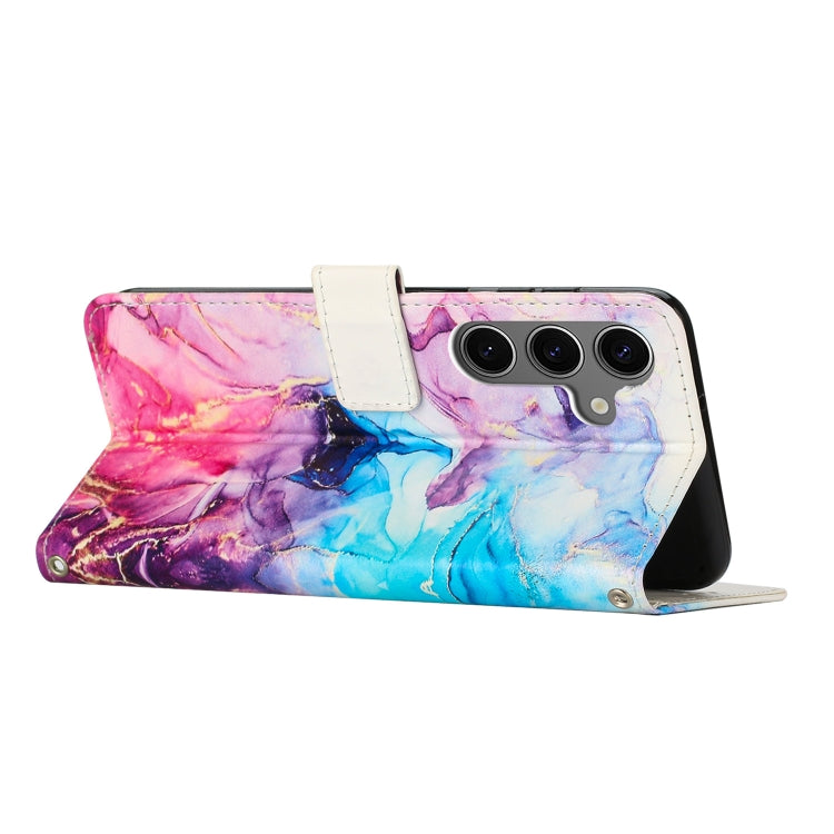 For Samsung Galaxy S25+ 5G Painted Marble Pattern Leather Phone Case(Pink Purple) - Galaxy S25+ 5G Cases by buy2fix | Online Shopping UK | buy2fix