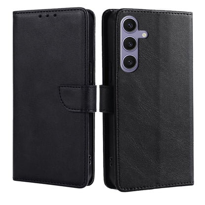 For Samsung Galaxy S25+ 5G Calf Texture Buckle Flip Leather Phone Case(Black) - Galaxy S25+ 5G Cases by buy2fix | Online Shopping UK | buy2fix