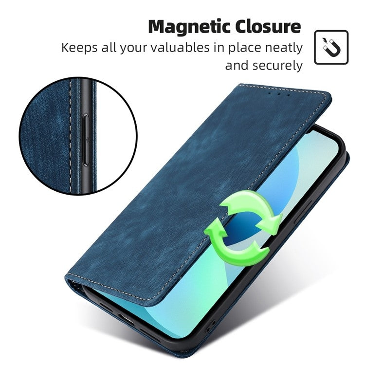 For Samsung Galaxy S25 5G RFID Anti-theft Brush Magnetic Leather Phone Case(Blue) - Galaxy S25 5G Cases by buy2fix | Online Shopping UK | buy2fix