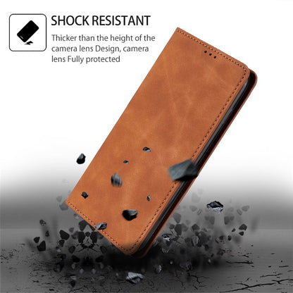 For Samsung Galaxy S25+ 5G Skin Feel Magnetic Leather Phone Case(Light Brown) - Galaxy S25+ 5G Cases by buy2fix | Online Shopping UK | buy2fix