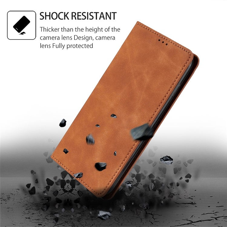 For Samsung Galaxy S25 Ultra 5G Skin Feel Magnetic Leather Phone Case(Light Brown) - Galaxy S25 Ultra 5G Cases by buy2fix | Online Shopping UK | buy2fix