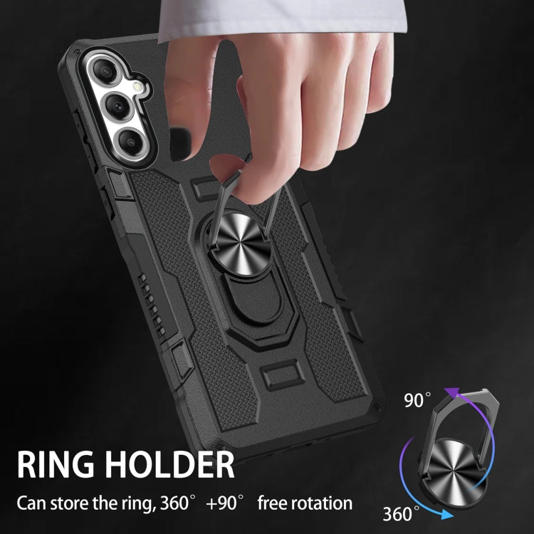 For Samsung Galaxy S25+ 5G Ring Holder Armor Hybrid Phone Case(Black) - Galaxy S25+ 5G Cases by buy2fix | Online Shopping UK | buy2fix