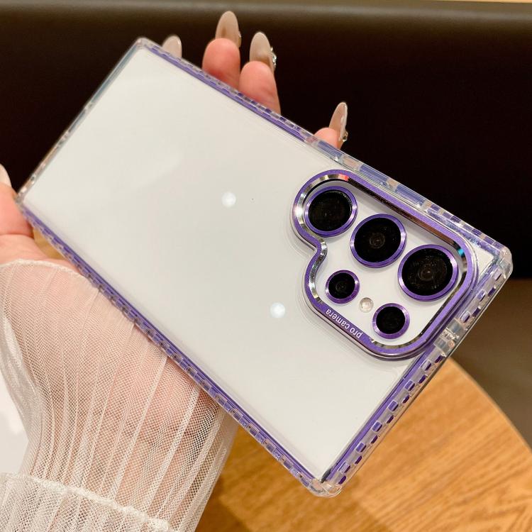 For Samsung Galaxy S25 Ultra 5G Transparent Phone Case with Lens Film(Purple) - Galaxy S25 Ultra 5G Cases by buy2fix | Online Shopping UK | buy2fix