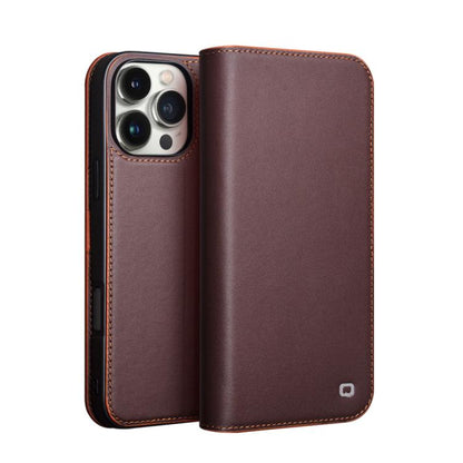 For iPhone 16 Pro Max QIALINO Classic Gen2 Genuine Leather Phone Case(Brown) - iPhone 16 Pro Max Cases by QIALINO | Online Shopping UK | buy2fix