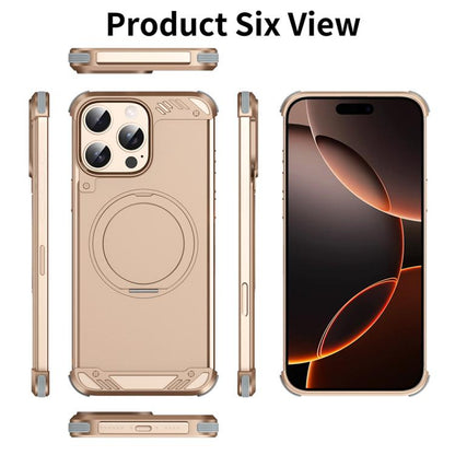 For iPhone 16 Pro Max R-JUST RJ63-1 Frameless Aroma Mecha MagSafe Holder Phone Case(Desert Gold) - iPhone 16 Pro Max Cases by R-JUST | Online Shopping UK | buy2fix